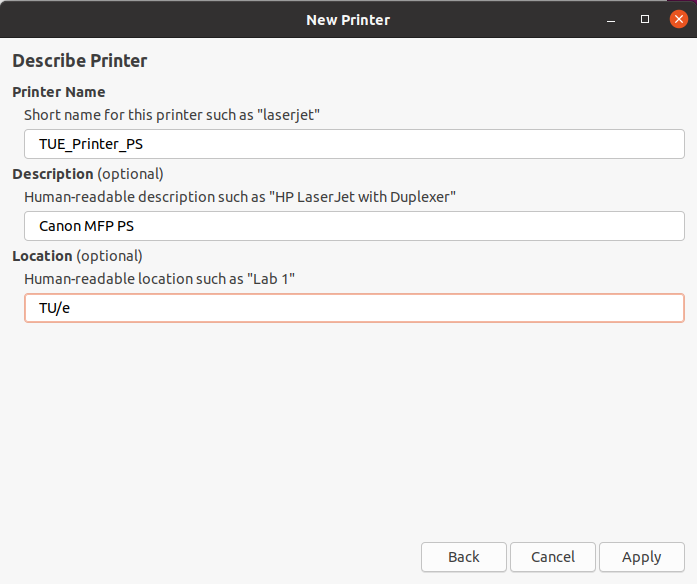 Install the [Tue_Printer_Linux] printer driver on a Linux systeem via